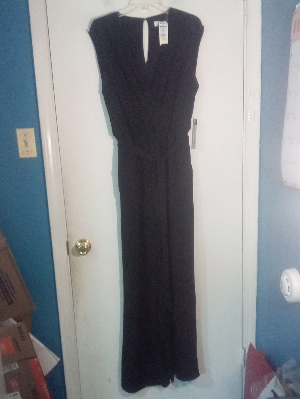 Luxology Black Sleeveless Jumpsuit with Waist Tie XL NWT $59